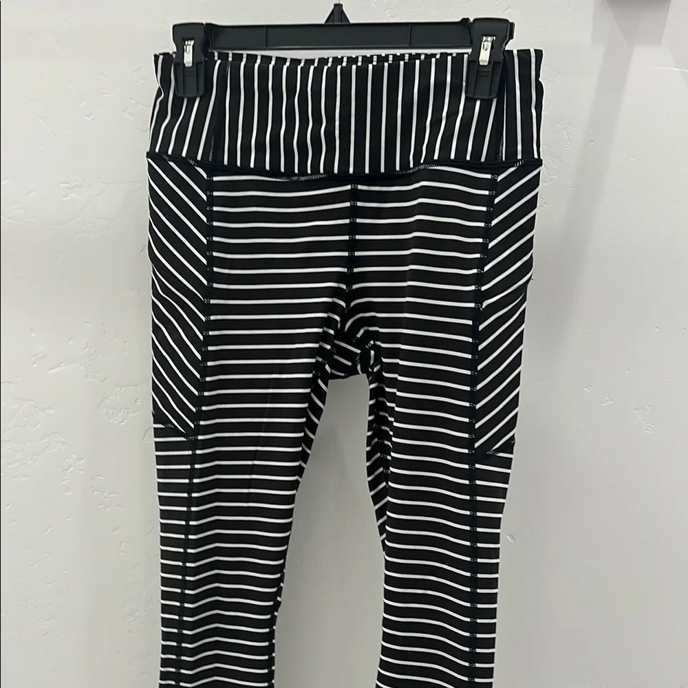 Athleta Black and White Striped Leggings - Picture 2 of 5